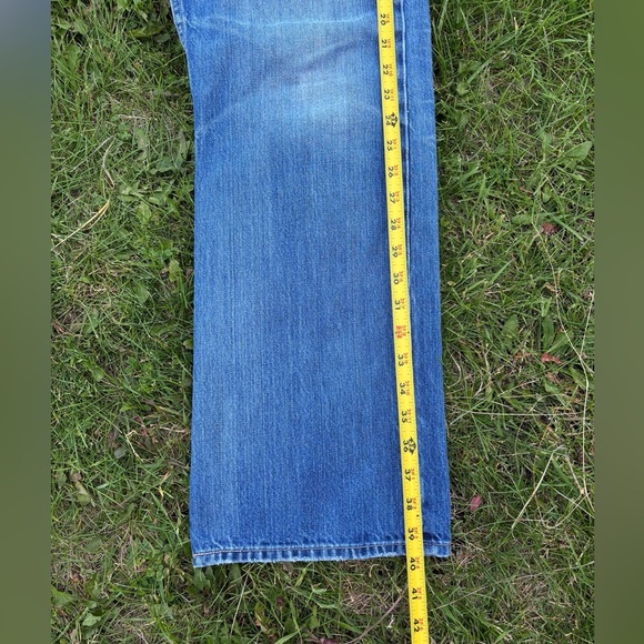 Levis 537 Slim Bootcut Mens 38x30 Denim Jeans Distressed Y2K Cowboy Rocker Biker - Picture 3 of 12